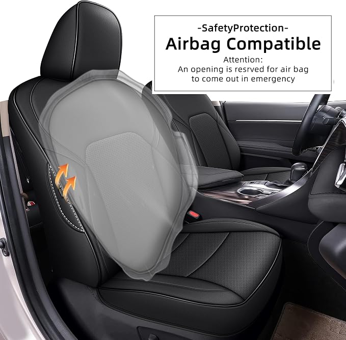 AOMSAZTO Custom Fit Seat Covers for Toyota Camry 2025 2026 LE SE Waterproof Truck Seat Cushion Protectors, Full Set Faux Leather (Black,Camry LE SE)