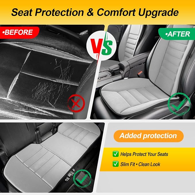 kingphenix 5-Piece Car Seat Cushion Set with Back Support | Full Back Support Pillow and Seat Cushion for Long Driving, Road Trips, Truck, Van, SUV, Gray