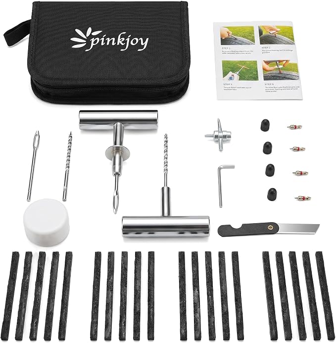 PINKJOY 36 Pcs Tire Plug Kit, Heavy Duty Tire Repair Kit for Car, Motorcycle, ATV, Jeep, Truck, Tractor Flat Tire Puncture Repair Tools