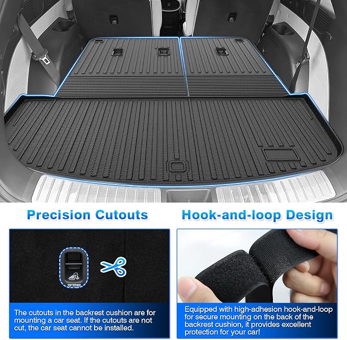 Palisade Floor Mats - Car Mats for Hyundai Palisade 7/8 Seats 2026 (Only Fit Gas), All Weather Full Set Cargo Liner with Backrest Mat for Palisade Accessories, Heavy Duty Waterproof, Black