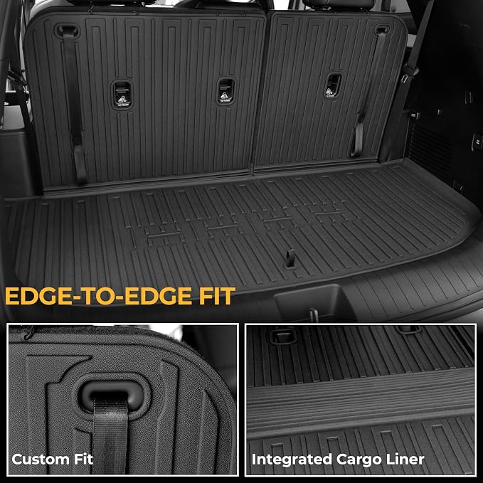 Floor Mats for Kia Telluride Gas 2027, All Weather Floor Mats Trunk Cargo Liner with Backrest Protectors Accessories, Full Coverage Set (Fit 7/8 Seats)