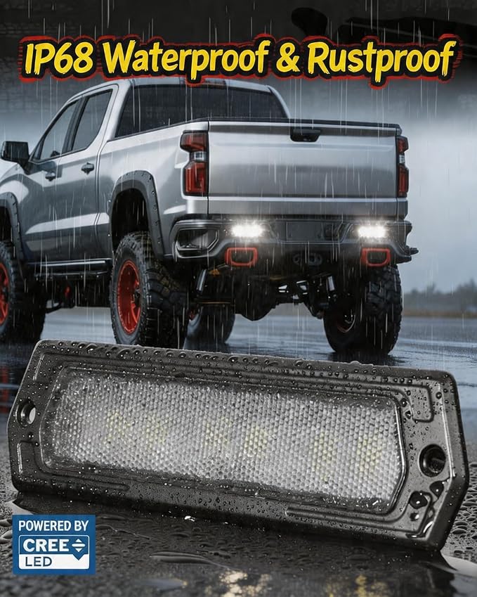 7 Inch Flush Mount LED Pods Bumper Lights 2PCS 120W Off Road Reverse Light | 12000LM Diffusion Beam Driving Backup Lights IP68 Waterproof + DT Harness Kit Flush LED Work Light for Truck SUV ATV UTV 4x4