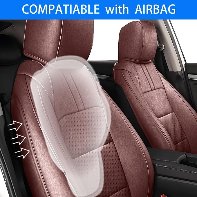 AOMSAZTO Seat Covers for Honda Civic Hatchback 2022-2024 Full Set Burgundy | Custom Fit Sport LX & Hatchback Hybrid Sport Seat Covers, Water Resistant Faux Leather, Pet friendly, Anti-scratch