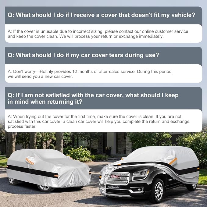 10 Layers SUV Car Cover Custom Fit for GMC Acadia (2007-2026), Waterproof All Weather for Automobiles, Outdoor Full Cover Sun Dust Rain Protection with Cotton. Silver