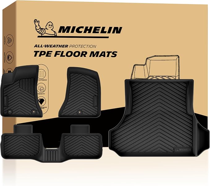 Michelin Vehicle Mats, All-Weather TPE Custom Fit Liner for 2011-2023 Dodge Charger RWD/Chrysler 300 RWD (4 Piece), Premier
