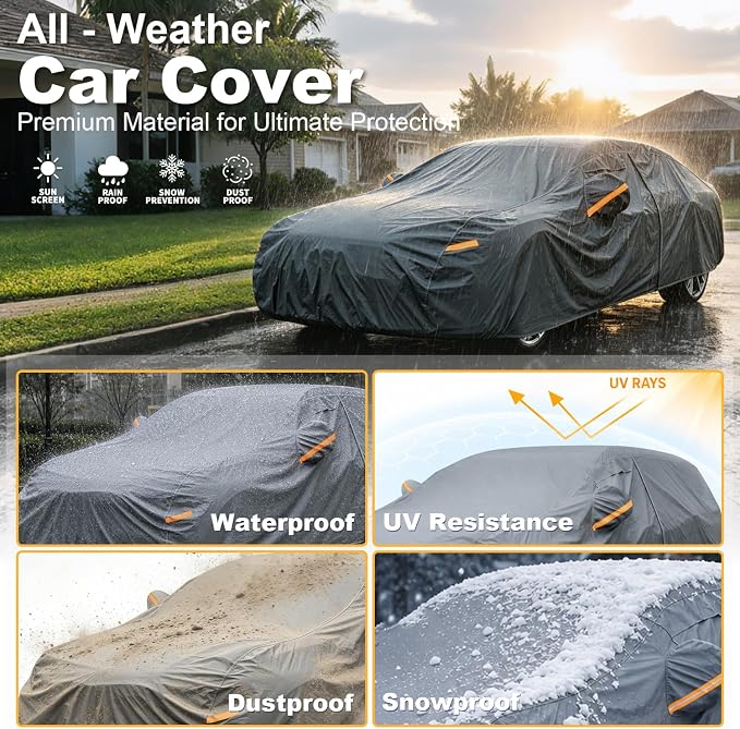 GUNHYI Premium Car Cover Custom Fit Chevrolet Volt, 16 Layers Heavy Duty Car Cover Waterproof All Weather with Zipper Door for Sun Rain Snow Dust Uv Protection