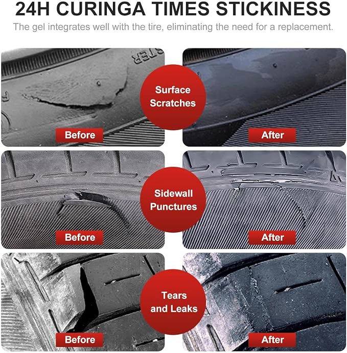Tire Repair Glue,Tire Sealant Black Rubber Cement Waterproof Sealant is Used to Repair Cracks and Punctures in Tires of Cars Off-Road Vehicles Trucks Motorcycles Bicycles-30ml