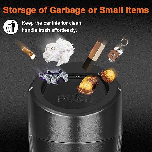 Car Trash Can, Leakproof Mini Car Garbage Can Cup Holder with Lid | Car Door Trash Bin with 20 Trash Bags, Vehicle Front Back Seat Organizers and Storage for Car, Home, Office, Black