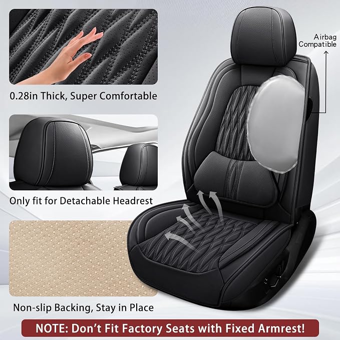 WELLDO Car Seat Covers, 5 Seats, Black-w02 | Waterproof, Scratch-Resistant, Breathable & Easy to Clean, Universal Fit for SUV Sedan Truck, Full Set