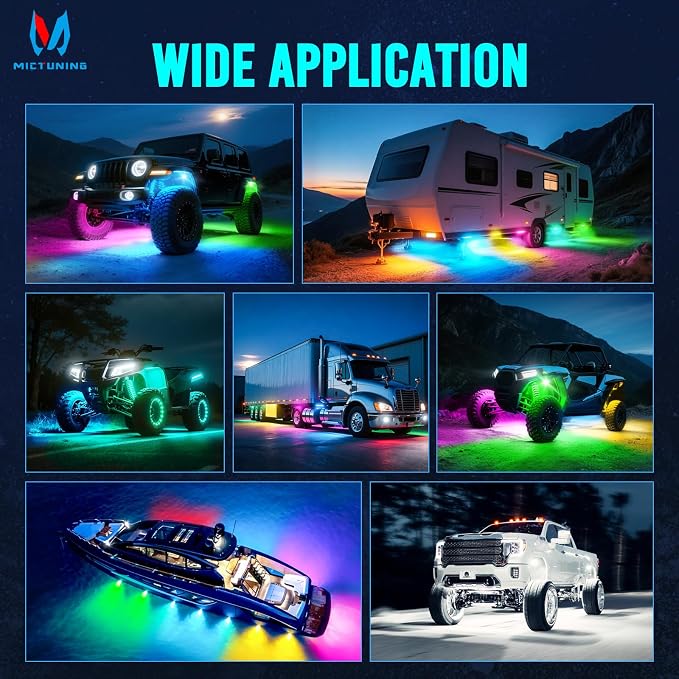 MICTUNING Q1+ MAX RGB Rock Lights 2 Pods Only, No Controller/Harness | For Expansion & Replacement, IP68 Waterproof, Compatible with All Q1+ MAX Full Kits