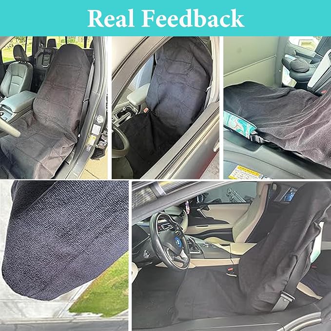 Waterproof 2 Pack Car Seat Towel Covers(Grey, 2 Pcs) | Non-Slip Sweat Absorbent, Universal Fit Front Bucket Seat Cover, Washable Towel Seat Protector