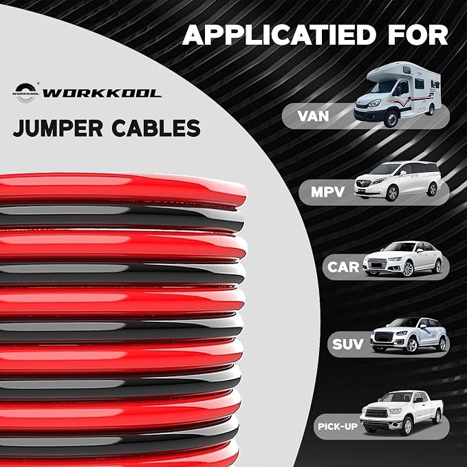 Jumper Cables for Car Battery，Heavy Duty Booster Cables for Jump Starting Dead or Weak Batteries, Emergency Start Cable for Car Van Truck with Carry Bag(6Gauge,16FT)