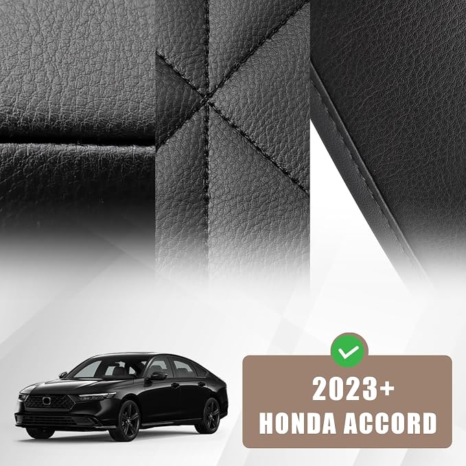Muslogy Center Console Armrest Cover Fit for Honda Accord 2026 2025 2024 2023 Accessories, Comfort Armrest Pad Console Lid Cushion Vegan Leather Regular Thick (V2 Black)