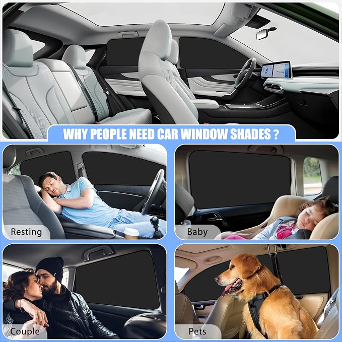 ZATOOTO Side Window Sunshade for Protecting Privacy,Magnetic Universal Fit | Black Side for Heat Absorption & Privacy,Silver Side for Sun Reflection & Cooling,Magnetic Quick & Effortless Installation