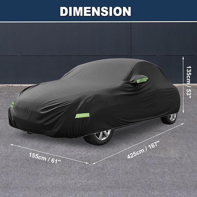 ACROPIX Car Cover Waterproof All Weather Full Exterior Cover Rain Hail Sun Protector Car Cover Black Fit for Volkswagen Beetle Bug-Sedan 2DR 1960-1980 with Door Zipper - Pack of 1