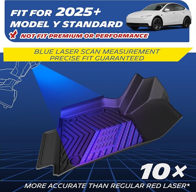 Michelin Vehicle Mat, All-Weather TPE Custom Fit Liner for Tesla Model Y 5 Seat Standard Floor Mats 2025-2027 (10 Piece), Not Fit Premium or Performance, Premier