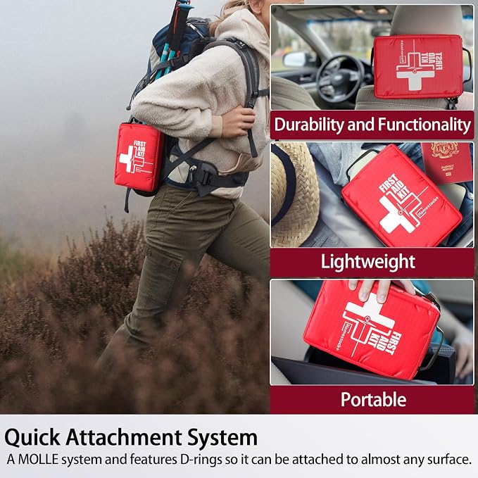 Small First aid Kits,Travel First Aid Kit with Labelled Compartments Molle System Compact Medical Kit for Car, Hiking, Backpacking, Camping, and Cycling