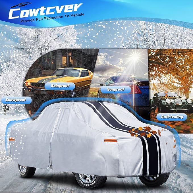 Heavy Duty Truck Cover Waterproof All Weather. Full Outdoor Pickup Sun UV Protection for Most Regular Cab Short Ford F100 Chevy C10 S10 Ram 150 250. (Length Up to 210 inch) M