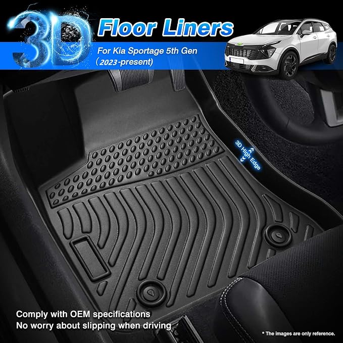 Cartist Custom Fit for Floor Mats Kia Sportage 2023 2024 2025 2026 (NQ5) All Weather Floor Liner Front & Rear Row TPE Waterproof (Not for Hybrid)