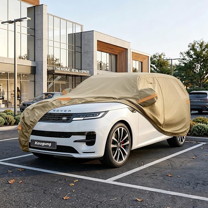 Kaugung Custom Fit Car Cover for Land Rover Range Rover Sport (2013-2026), Heavy Duty All Weather Waterproof Outdoor SUV Cover with Driver Door Zipper, Mirror Pockets & Air Vents