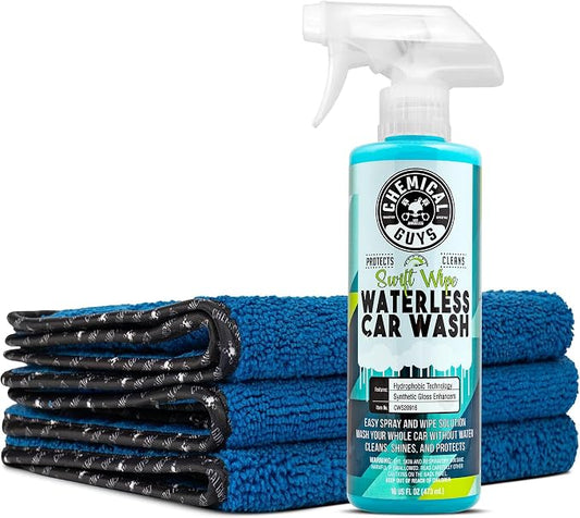Chemical Guys Swift Wipe Waterless Car Wash Spray and Monster Extreme Microfiber Towels Bundle, High Lubrication Waterless Wash for Cars, Trucks, Motorcycles, and RVs - 16 Fl Oz