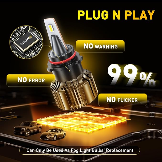 AUXITO PSX26W 12278 LED Fog Light Bulbs 18000LM, 1000% Brighter 6500K 12278C Fog Lights, 1:1 OEM Replacement for Cars Trucks SUVs, 3-Minute Installation, IP68 Waterproof, Pack of 2