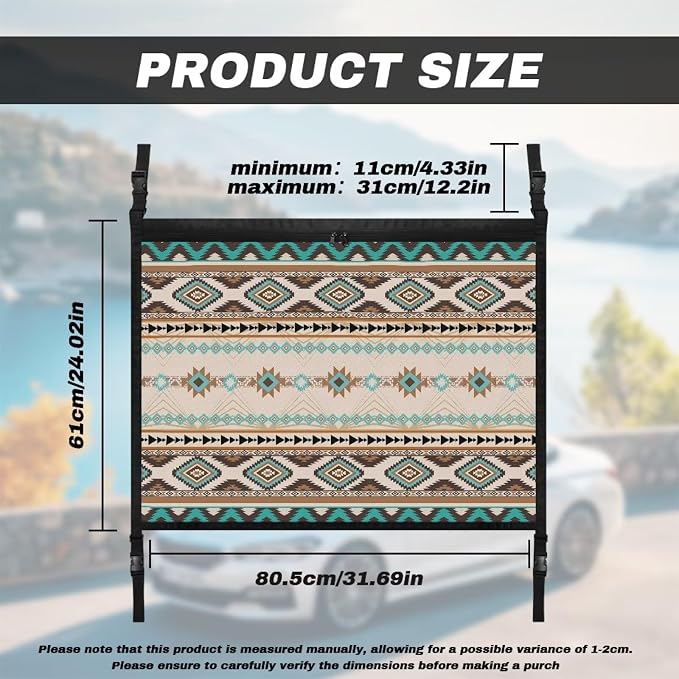 Dreaweet Aztec Print Car Ceiling Cargo Net for SUV Cargo Net Organizer Southwestern Native American Car Roof Storage Net for Truck Mini Van Car Camping Accessories Ceiling Storage Net with Zipper