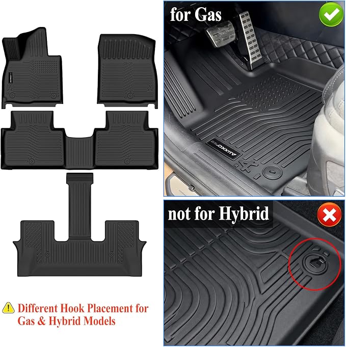 Auxko All Weather Floor Mats Fit for Kia Telluride 2027 7&8 Seater (Gasoline Not for Hybrid) TPE Rubber Liners Set All Season Guard Odorless Anti-Slip Floor Mats