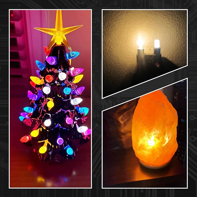 2W C7 E12 LED Himalayan Salt Lamp Bulb 300lm Warm White 2700K 120V, 2 Pack | Candelabra Base, Equivalent 25W-40W, for Night Light Chandelier Christmas Lighting Dryer Refrigerator Bulb, Non-dimmable