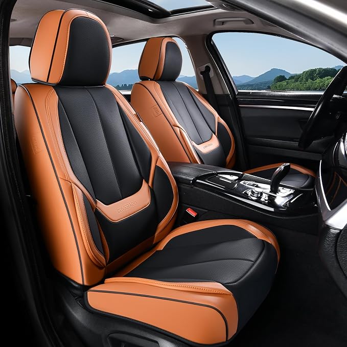 Coverado Car Seat Covers, Seat Covers for Cars, Waterproof Leather Auto Seat Protectors, Leather Car Seat Cushion, Car Interiors Accessories Universal Fit for Most Cars