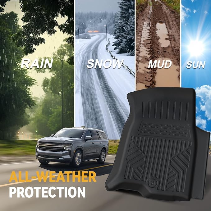 Floor Mats for Chevy Tahoe/GMC Yukon/Cadillac Escalade 2021-2026, All Weather Floor Mats Cargo Liner with Backrest Cover and Door Sill Guards Accessories, Full Coverage Set (Fit 7 Seats)