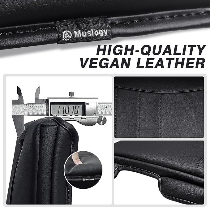 Muslogy Center Console Armrest Cover Fit for Dodge Ram1500 2013-2018 & Ram2500/3500 2013-2026 Accessories, Comfort Armrest Pad Console Lid Cushion Vegan Leather 1-Inch Extra Thick(Jump Seat ONLY)