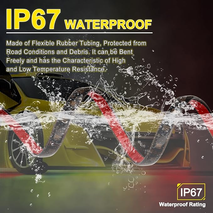 OPP ULITE Car Underglow Light Strip Dream Chasing Color, Upgraded Silicone Material, 212 Modes, 252pcs Led, APP Control Underbody Lights Kit, 90&120CM, 4PC Pack