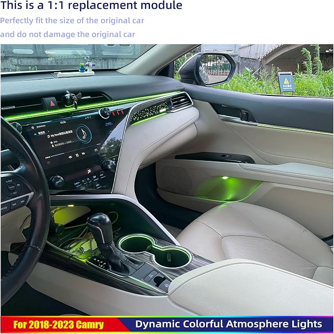 21 LED RGB Ambient Light Kit for 8th Gen Toyota Camry 2018-2023, Full Interior Atmosphere Lights with Starry Sky Panel & Cup Holder Lights, APP Control