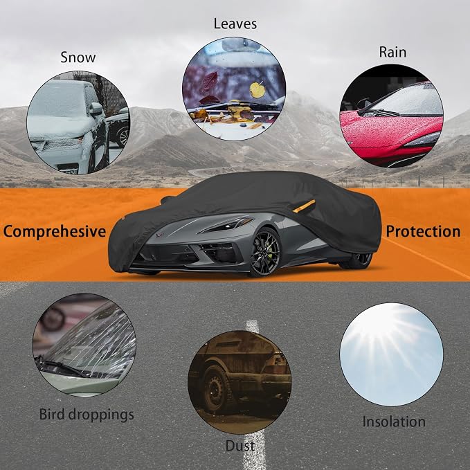 UV Protection Car Cover Windproof Dustproof Scratch Resistant Outdoor Universal Full Car Covers (5-Coupe Car Cover, C7-Fit Coupe/Cabrio-Length 218-227 inch)