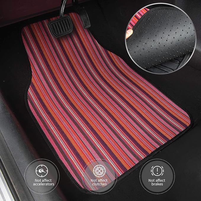 CAR PASS Carpet Floor Mats Full Set Front and Back Universal fit for Suvs,Vans,Trucks, 4 Pieces (Red)
