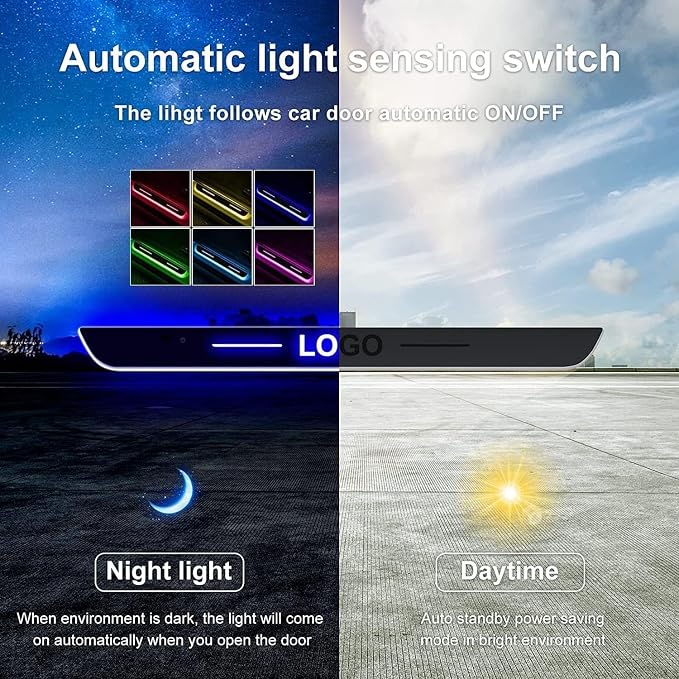 Custom Logo or Text LED Door Sills for Car Magnetic, Auto-Sensing Welcome Lights for Cars, Waterproof Car Pedal Lights, Personalized LED Car Door Sills, Applicable 99% of Models