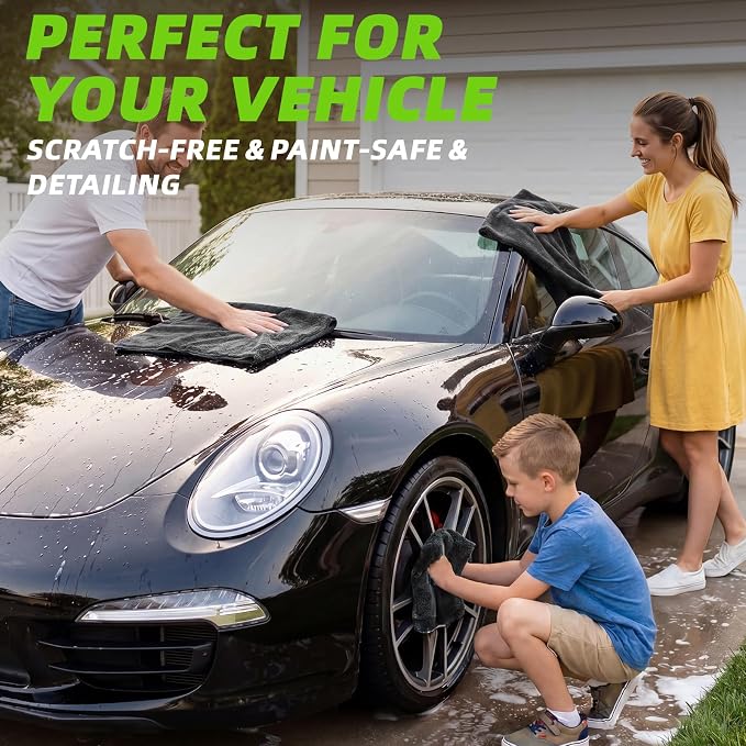2+1 Pack Car Drying Towels – Microfiber Towels for Cars (36" x 24"), Ultra-Absorbent, Streak-Free, Scratch-Free, No Water Spots, Double-Twist Pile & Edgeless Design, Grey