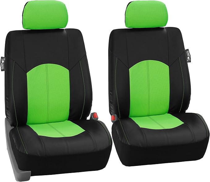 FH Group Car Seat Covers Excellent Grade Faux Leather Seat Covers Airbag Compatible Green Automotive Seat Cover Front Seats Only with Gift Universal Fit Interior Accessories for Cars Trucks and SUVs