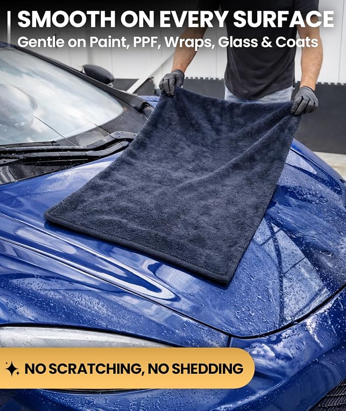 EVEO Car Drying Towel (2 Pack) - (1300 GSM) XL Drying Towels Car Detailing - Car Microfiber Towel (36"x24") Microfiber Drying Towels for Cars Towels Drying, Car Wash Towels, Ultra Absorbent - Grey