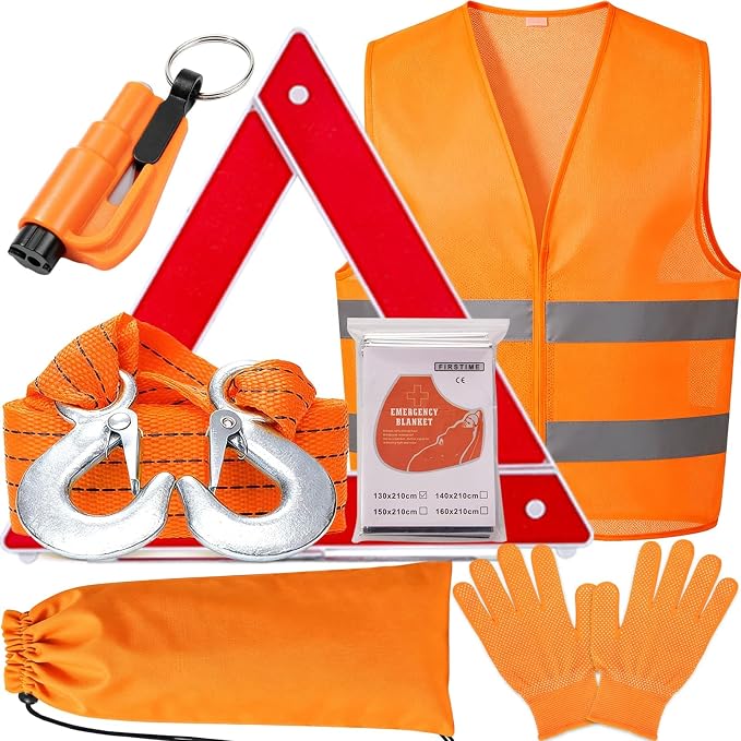 Car Roadside Emergency Kit Automotive Car Safety Kits for Vehicles Woman Man Teen Orange