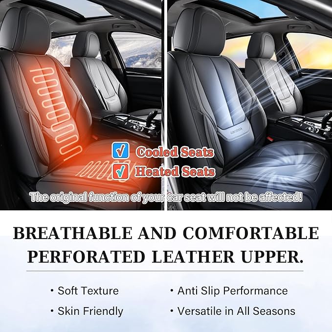 Coverado Car Seat Covers, Seat Covers for Cars, Waterproof Leather Auto Seat Protectors, Leather Car Seat Cushion, Car Interiors Accessories Universal Fit for Most Cars