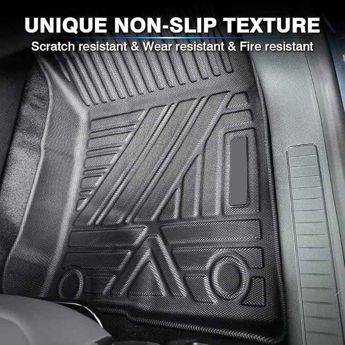 KUST Floor Mats for Ford Escape 2020-2025 2026 (NOT for Hybrid), All Weather TPE Rubber Front Rear 2 Row Car Mats Escape Accessories High Edge Black, 3PCS