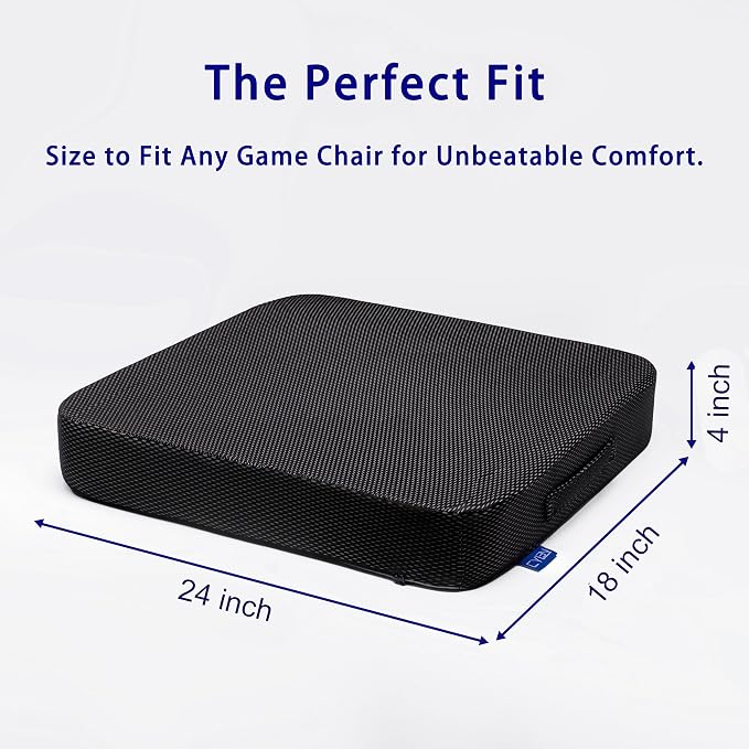Ifoam Gel Infused Memory Foam Layer Wheelchair Cushion - Seat Cushion for Wheelchair-Office Chair, Kitchen Chair-Pressure Sore and Tailbone Pain Relief-High Dense Polyfoam Base (Black, 24×18×4 inch)