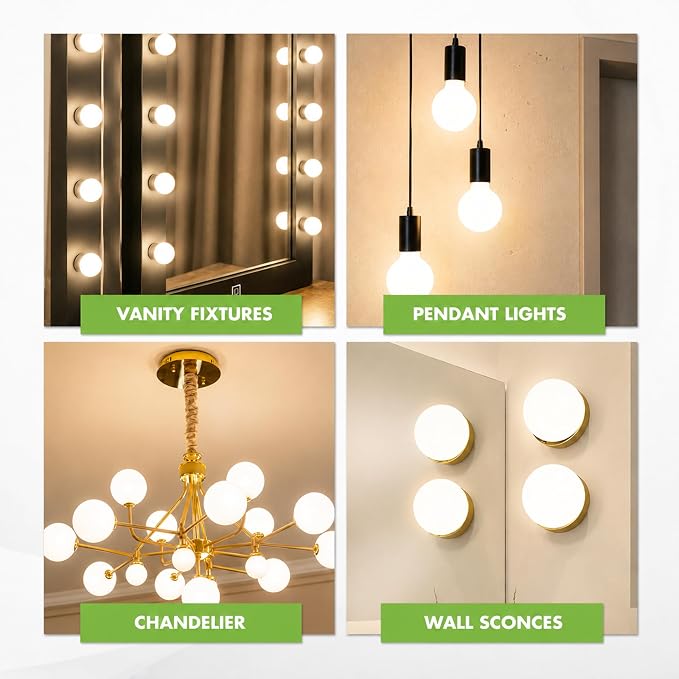 (4 Pack) G25 Incandescent Incandescent Light Bulb 2700K Soft Light, Decorative Globe Light Bulbs,E26 Medium Base, Perfect for Pendant Bathroom/Vanity Mirror Makeup, Dimmable. (White-Finish, 25-Watt)