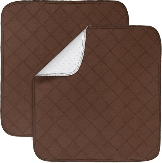 Waterproof Chair Pads for Incontinence 22" x 21", 4 Pack Non Slip Absorbent Wheelchair Reusable Seat Protector, Washable Seat Covers for Chairs, Brown