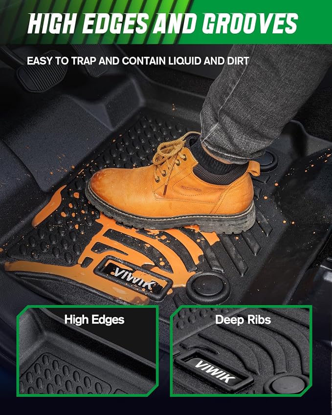 VIWIK Floor Mats Compatible for 2014-2020 Nissan Rogue,Car Mats All Weather Custom Floor Liners Full Set, Automotive Floor Mats TPE Black (Not for Rogue Sport or Select Models)