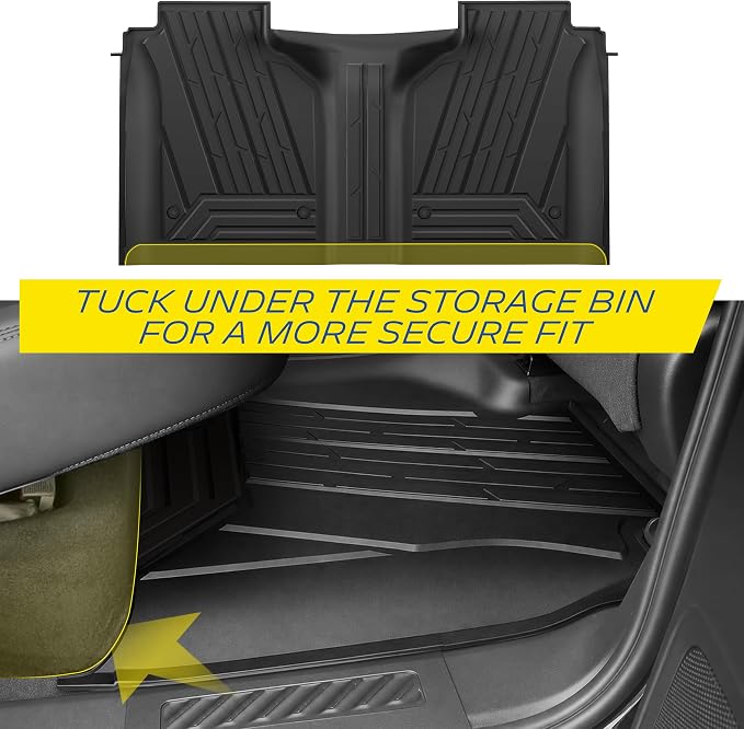 Michelin Vehicle Mats, All-Weather TPE Custom Fit Liner for 2019-2026 Silverado/Sierra 1500 & 2020-2026 2500/3500 Crew Cab Bucket Seat Carpet Floor with Rear Under-Seat Storage, Elite
