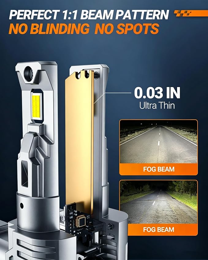 SEALIGHT S1 Pro 9005 9006 LED Bulbs Combo, 80000LM Super Bright 6500K Cool White, 1:1 OEM Size, 60000Hrs Lifespan with Cooling Fan, Plug-N-Play Pack of 4