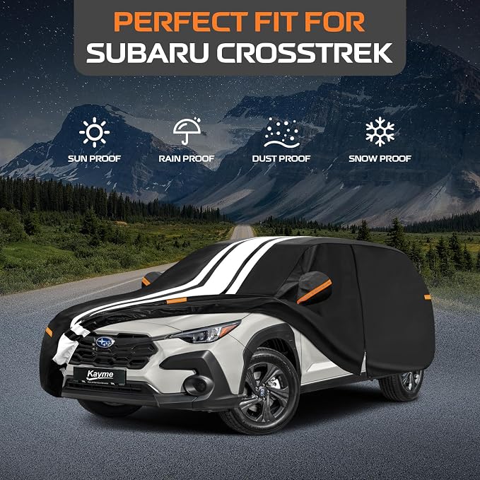 Kayme Heavy Duty Car Cover Custom Fit for Subaru CrossTrek/XV CrossTrek (2012-2026) Waterproof All Weather, Gift with Tape/Towel, Outdoor Full Exterior Cover Rain Snow Sun UV Protection.